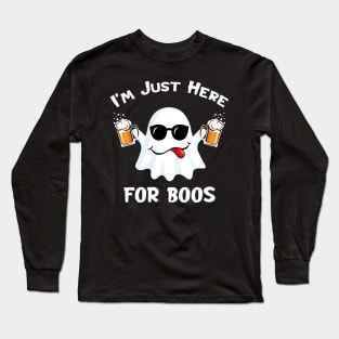 'I'm Just Here For Boos' Funny Beer Drinking Boos Long Sleeve T-Shirt